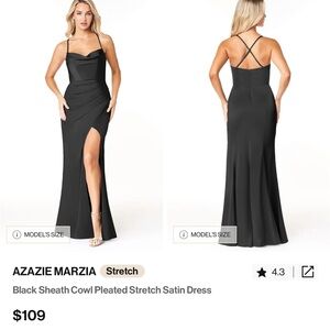 Azazie Black Stretch Satin Dress